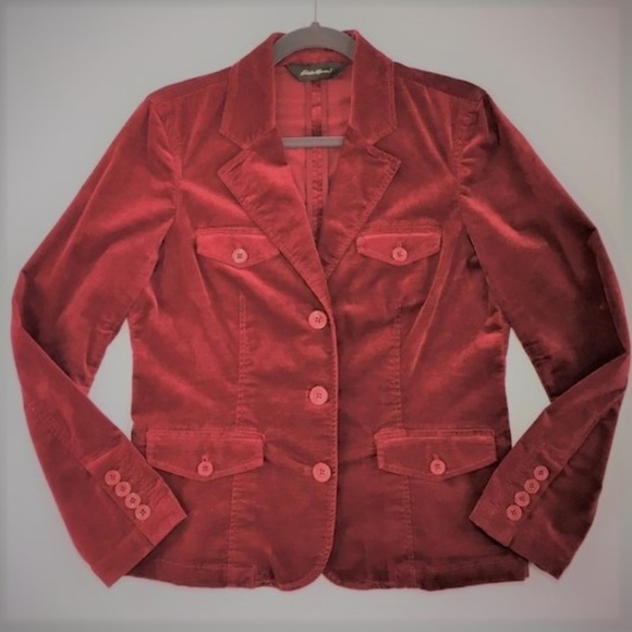 Eddie Bauer Jackets & Blazers - Eddie Bauer Velveteen Utility Blazer Red S NWOT